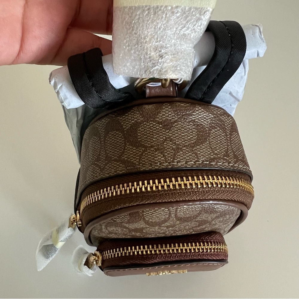 Coach Brown Signature Mini Key & Card Holder - Picture 7 of 13